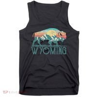 Bison Buffalo Retro Wyoming Wy Mountains Retro Tank Top thumb 0
