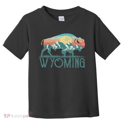 Bison Buffalo Retro Wyoming Wy Mountains Retro Toddler T-Shirt