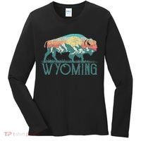 Bison Buffalo Retro Wyoming Wy Mountains Retro Women's Long Sleeve Shirt thumb 0
