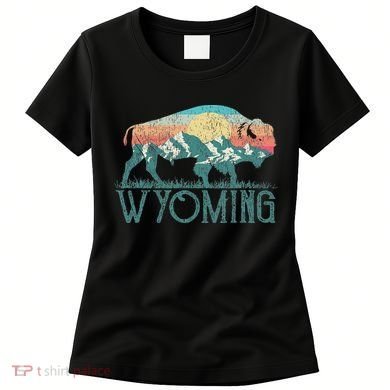 Bison Buffalo Retro Wyoming Wy Mountains Retro Women's T-Shirt