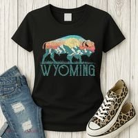 Bison Buffalo Retro Wyoming Wy Mountains Retro Women's T-Shirt thumb 3