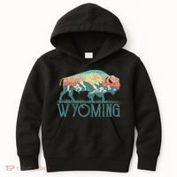 Bison Buffalo Retro Wyoming Wy Mountains Retro Kids Hoodie thumb 0