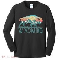 Bison Buffalo Retro Wyoming Wy Mountains Retro Kids Long Sleeve Shirt thumb 0