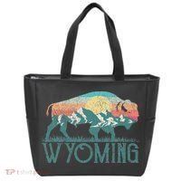 Bison Buffalo Retro Wyoming Wy Mountains Retro Tote Bag thumb 0