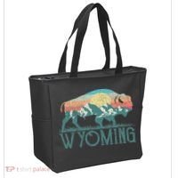Bison Buffalo Retro Wyoming Wy Mountains Retro Tote Bag thumb 2