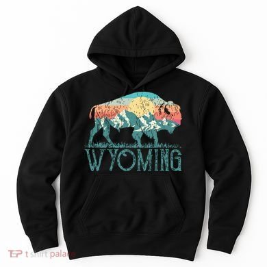 Bison Buffalo Retro Wyoming Wy Mountains Retro Hoodie