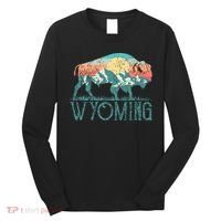 Bison Buffalo Retro Wyoming Wy Mountains Retro Long Sleeve Shirt thumb 0