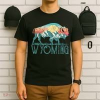 Bison Buffalo Retro Wyoming Wy Mountains Retro T-Shirt thumb 6