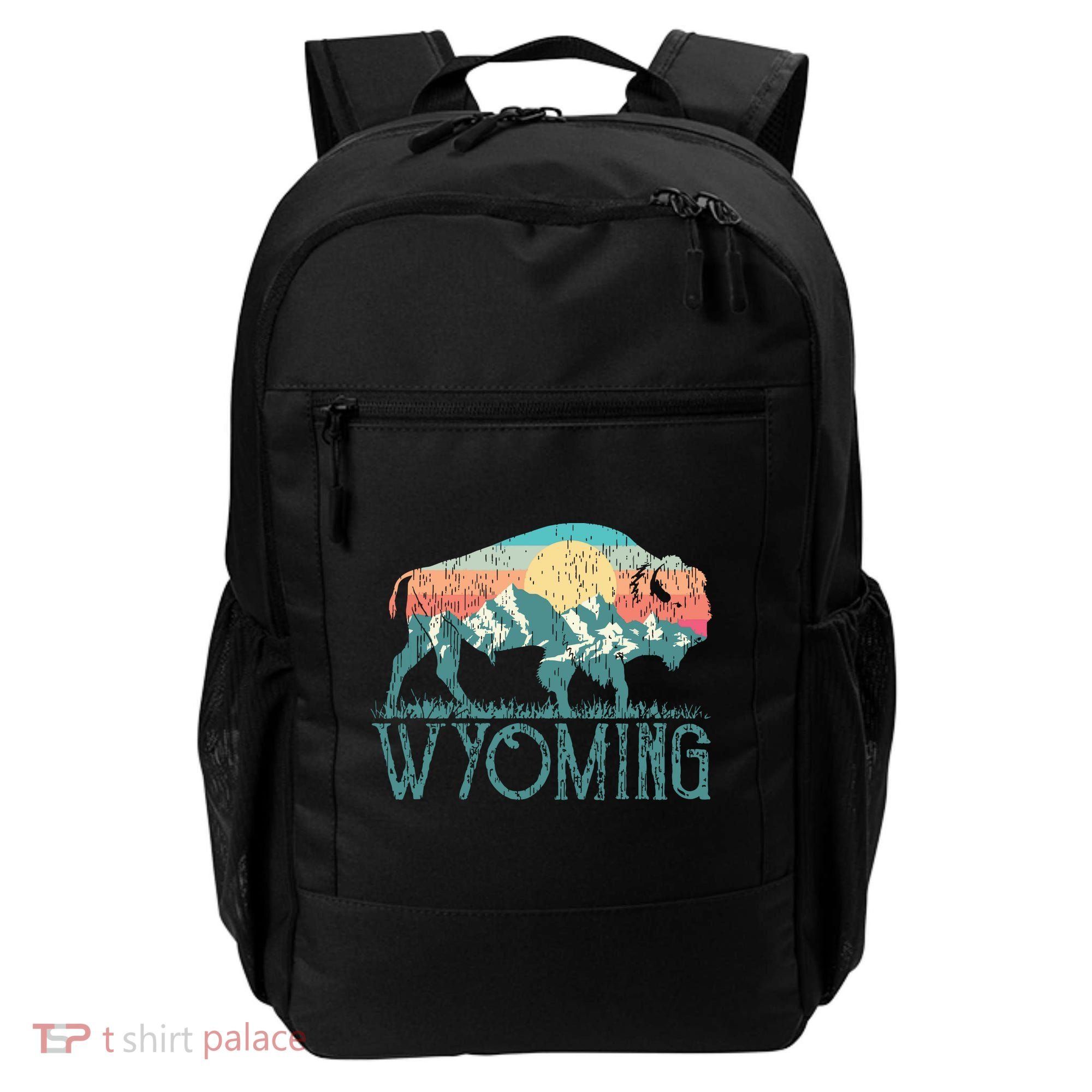 Bison Buffalo Retro Wyoming Wy Mountains Retro Backpack