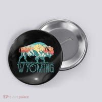 Bison Buffalo Retro Wyoming Wy Mountains Retro Button thumb 0