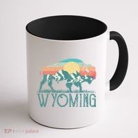 Bison Buffalo Retro Wyoming Wy Mountains Retro Coffee Mug thumb 1