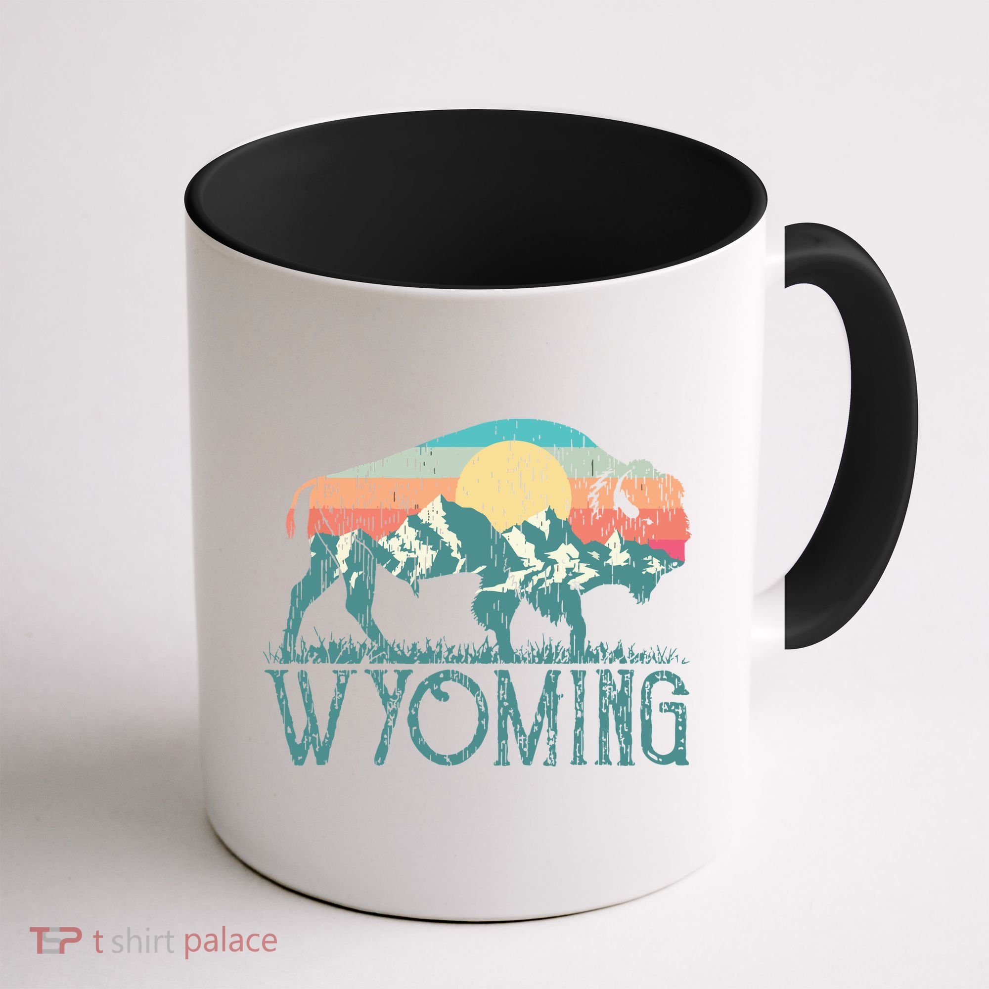 Bison Buffalo Retro Wyoming Wy Mountains Retro Coffee Mug