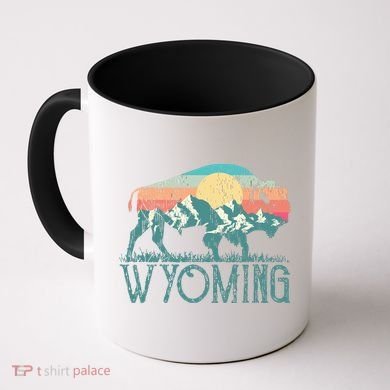 Bison Buffalo Retro Wyoming Wy Mountains Retro Coffee Mug