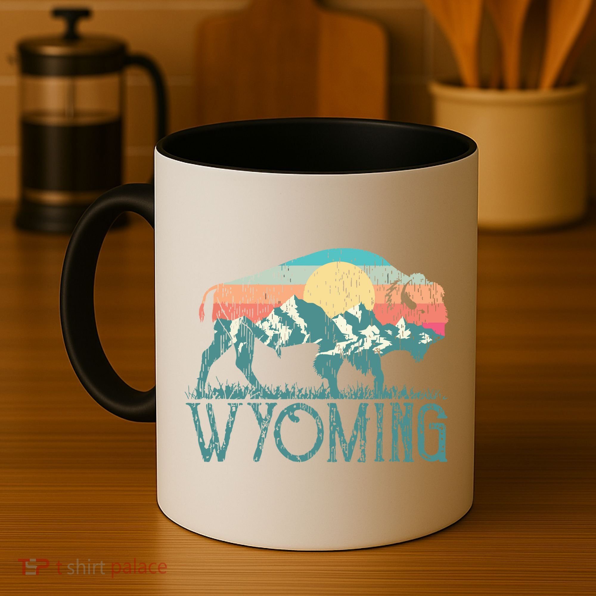 Bison Buffalo Retro Wyoming Wy Mountains Retro Coffee Mug