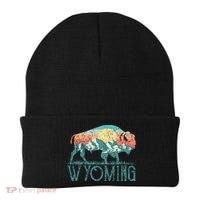 Bison Buffalo Retro Wyoming Wy Mountains Retro Beanie thumb 0