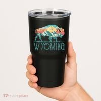 Bison Buffalo Retro Wyoming Wy Mountains Retro Tumbler thumb 2