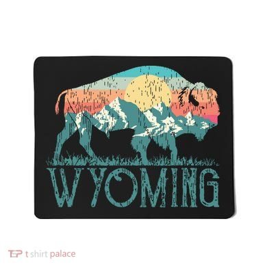 Bison Buffalo Retro Wyoming Wy Mountains Retro Mousepad