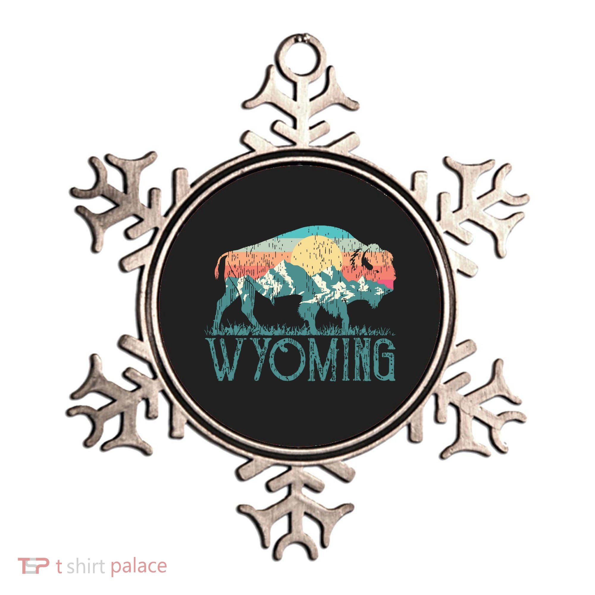 Bison Buffalo Retro Wyoming Wy Mountains Retro Ornament