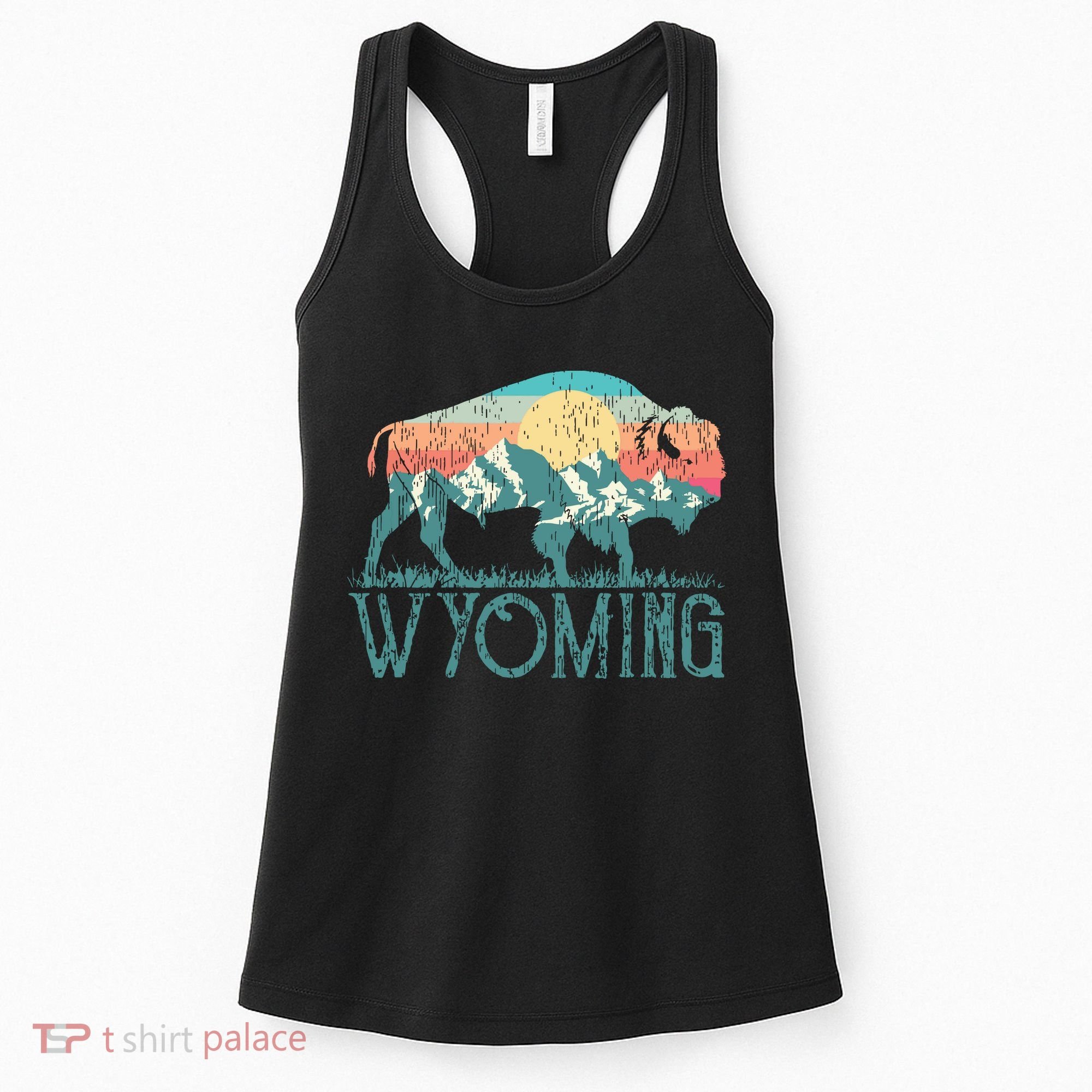 Bison Buffalo Retro Wyoming Wy Mountains Retro Women's Tank Top
