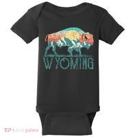 Bison Buffalo Retro Wyoming Wy Mountains Retro Baby Bodysuit thumb 0