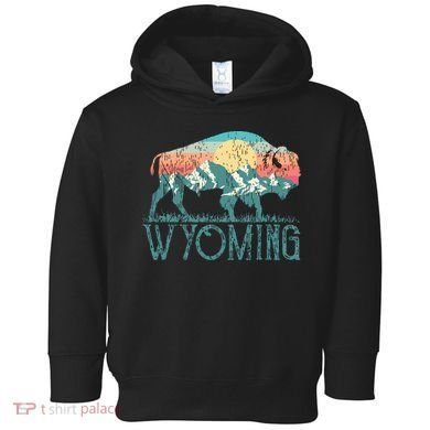 Bison Buffalo Retro Wyoming Wy Mountains Retro Toddler Hoodie