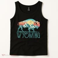 Bison Buffalo Retro Wyoming Wy Mountains Retro Tank Top thumb 2