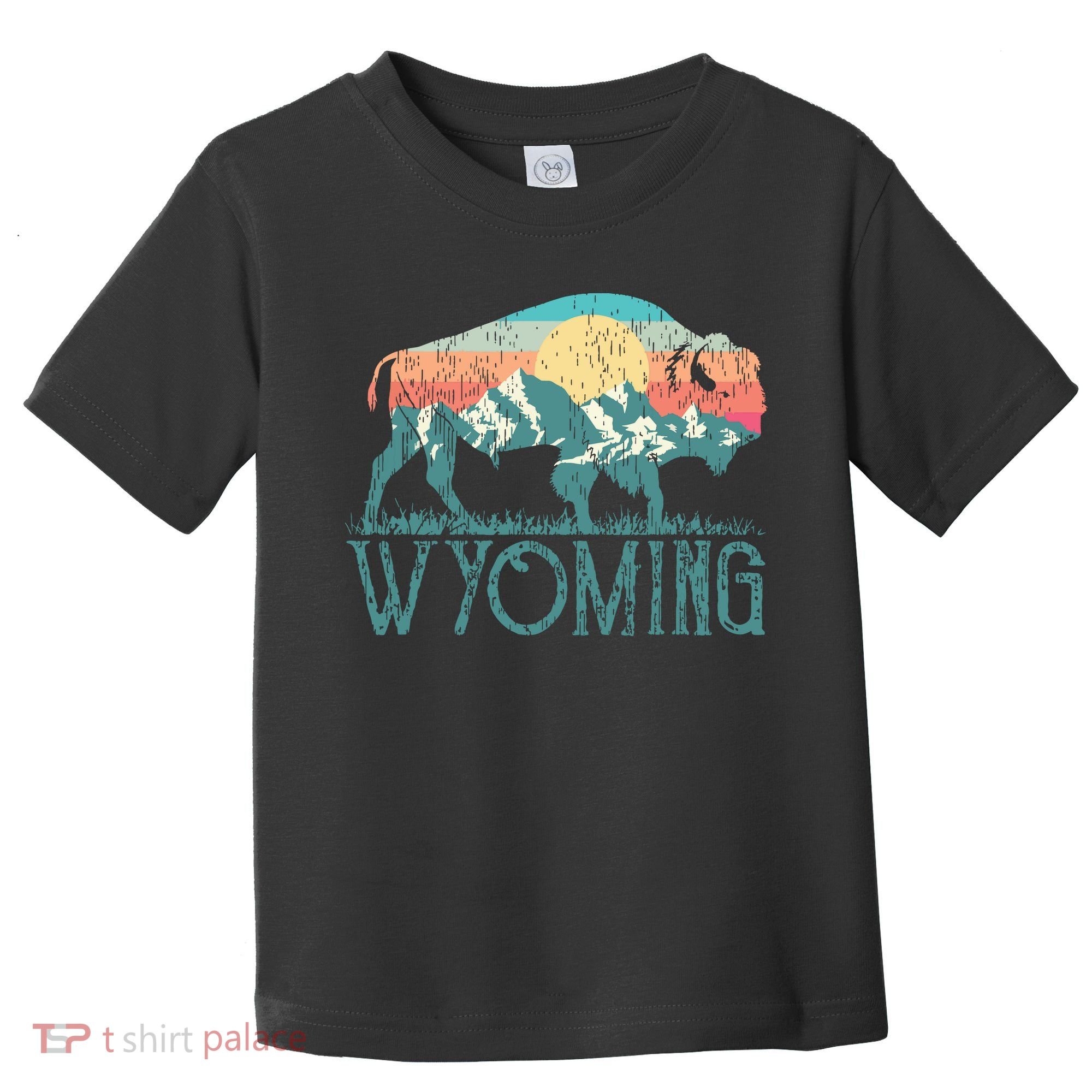 Bison Buffalo Retro Wyoming Wy Mountains Retro Toddler T-Shirt