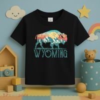 Bison Buffalo Retro Wyoming Wy Mountains Retro Toddler T-Shirt thumb 3
