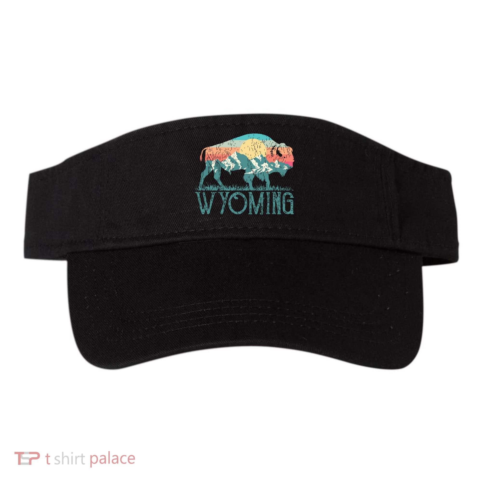 Bison Buffalo Retro Wyoming Wy Mountains Retro Visor
