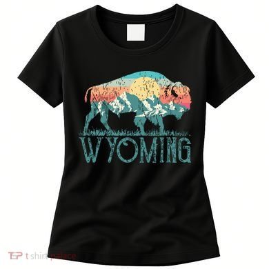 Bison Buffalo Retro Wyoming Wy Mountains Retro Women's T-Shirt