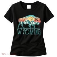 Bison Buffalo Retro Wyoming Wy Mountains Retro Women's T-Shirt thumb 0