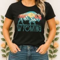 Bison Buffalo Retro Wyoming Wy Mountains Retro Women's T-Shirt thumb 2