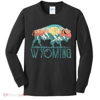 Bison Buffalo Retro Wyoming Wy Mountains Retro Kids Long Sleeve Shirt thumb 0