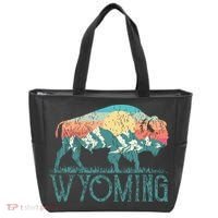Bison Buffalo Retro Wyoming Wy Mountains Retro Tote Bag thumb 0
