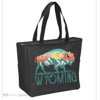 Bison Buffalo Retro Wyoming Wy Mountains Retro Tote Bag thumb 2