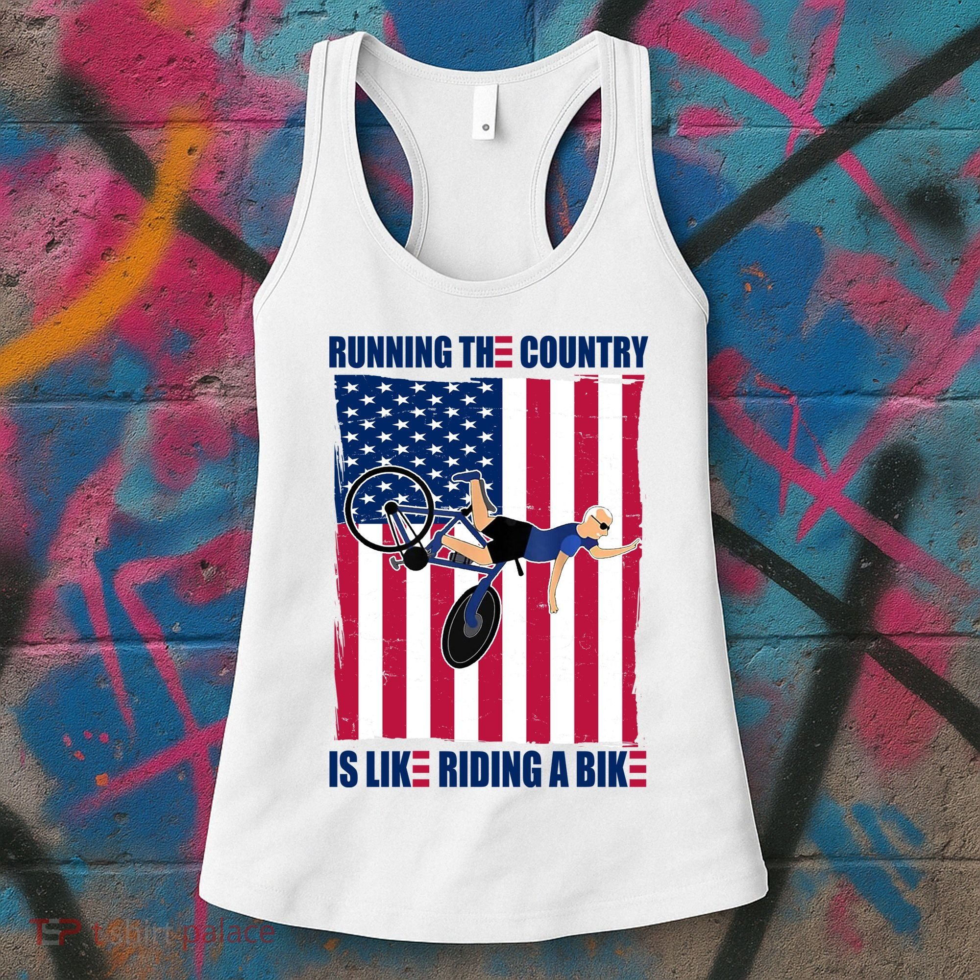 Biden Bicycle Running The Country Is Like Riding A Bike Women's Tank Top