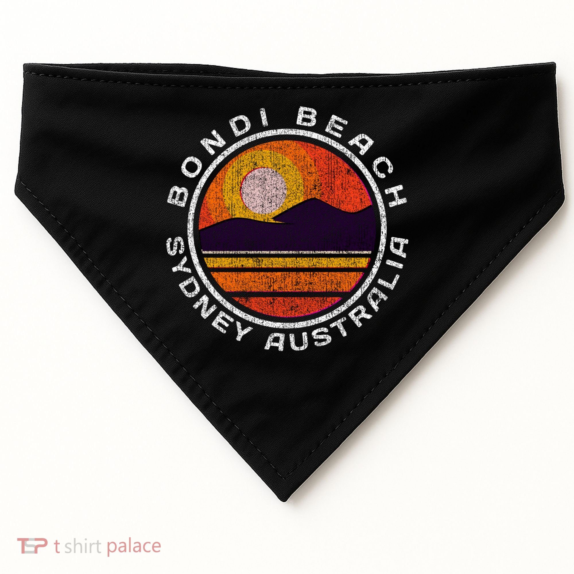 Bondi Beach Retro Distressed Meaningful Gift USA-Made Doggie Bandana