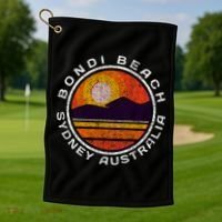 Bondi Beach Retro Distressed Meaningful Gift Golf Towel thumb 1