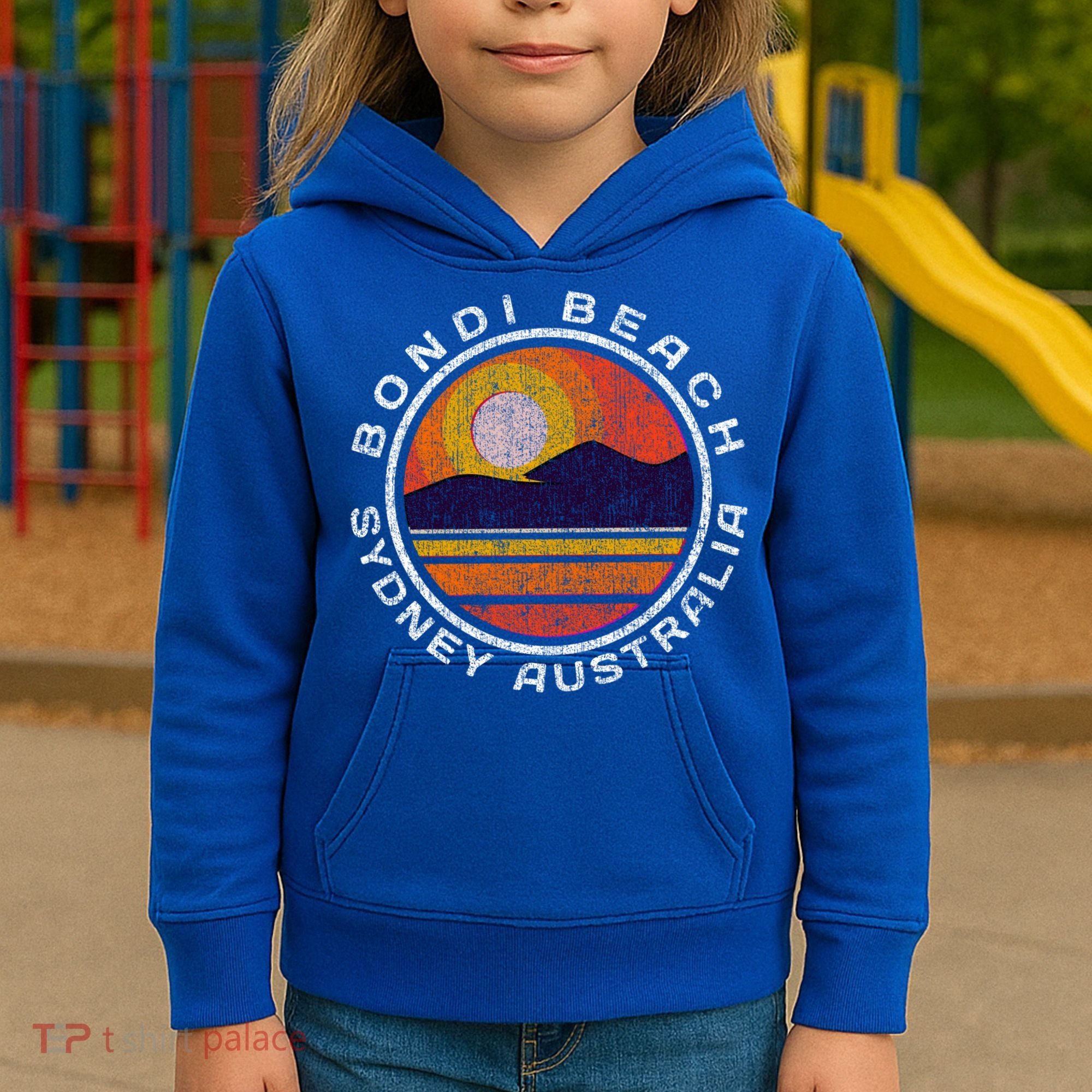 Bondi Beach Retro Distressed Meaningful Gift Kids Hoodie