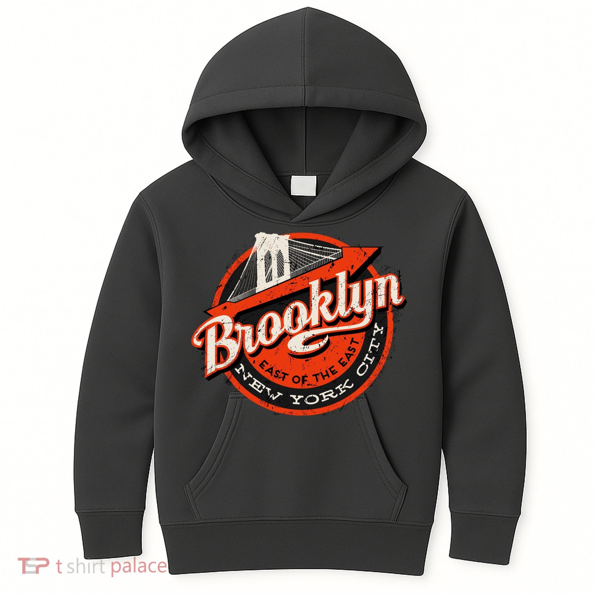 Brooklyn Bridge Retro New York Logo Kids Hoodie