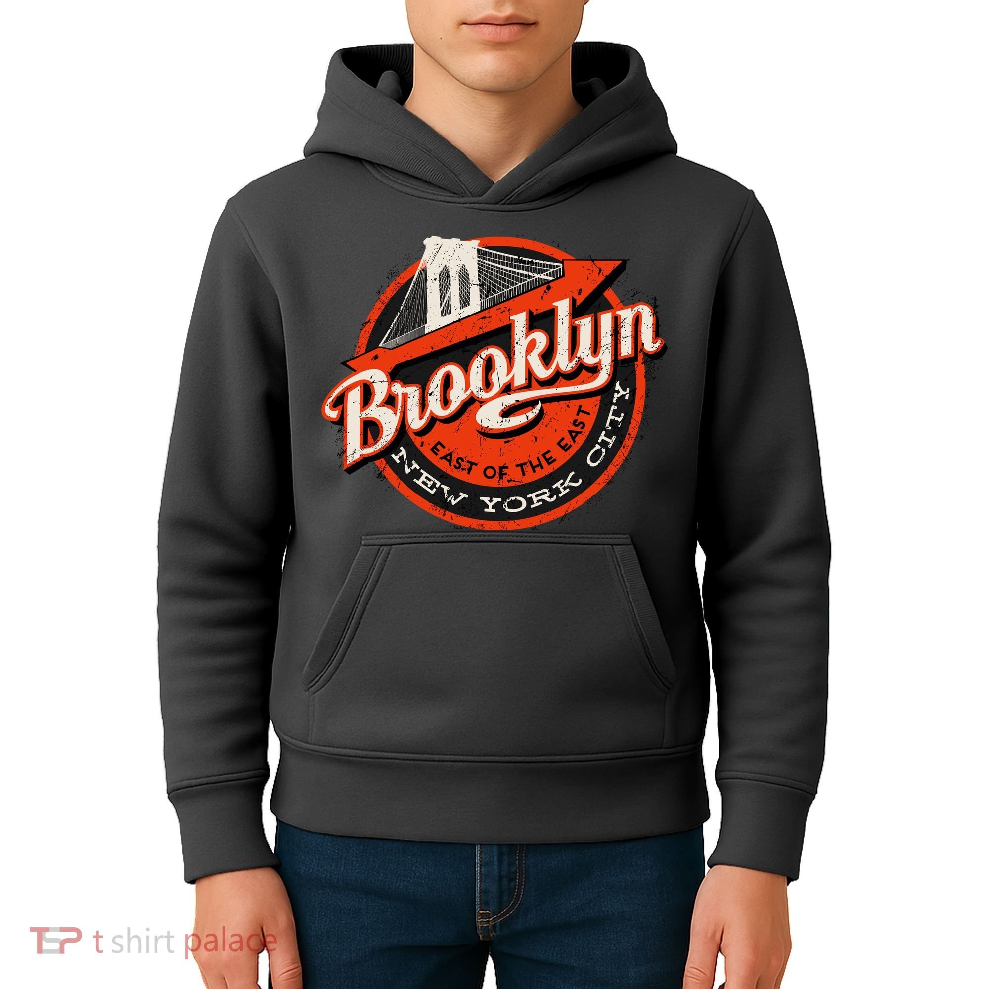 Brooklyn Bridge Retro New York Logo Kids Hoodie
