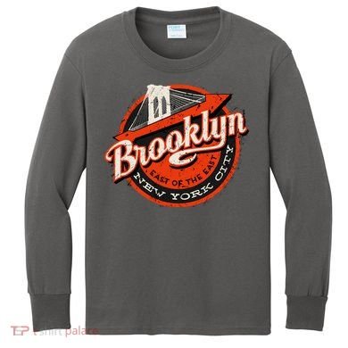 Brooklyn Bridge Retro New York Logo Kids Long Sleeve Shirt