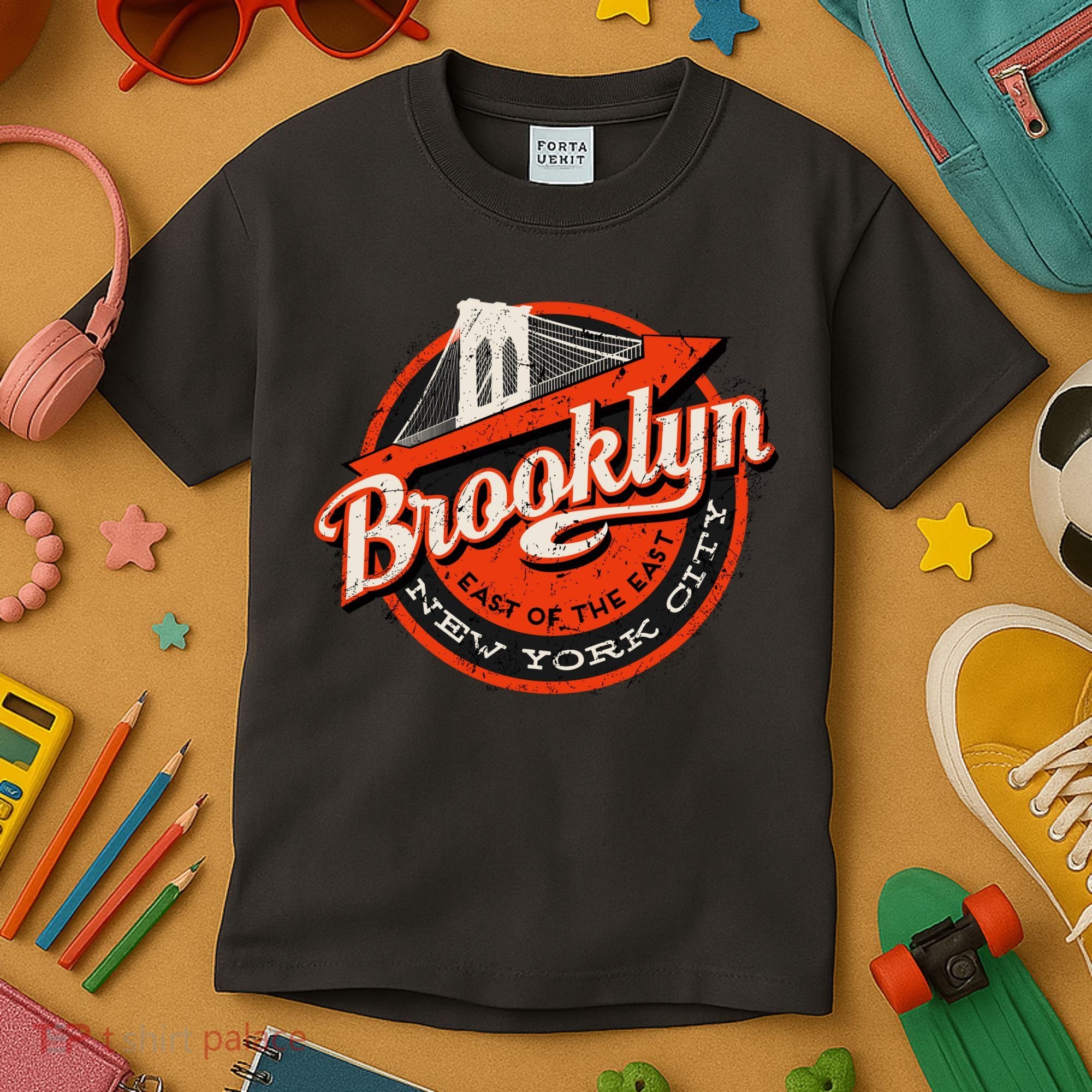 Brooklyn Bridge Retro New York Logo Kids T-Shirt