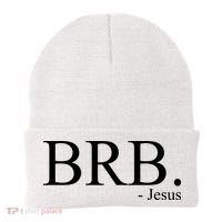 BRB Be Right Back Jesus Beanie thumb 0