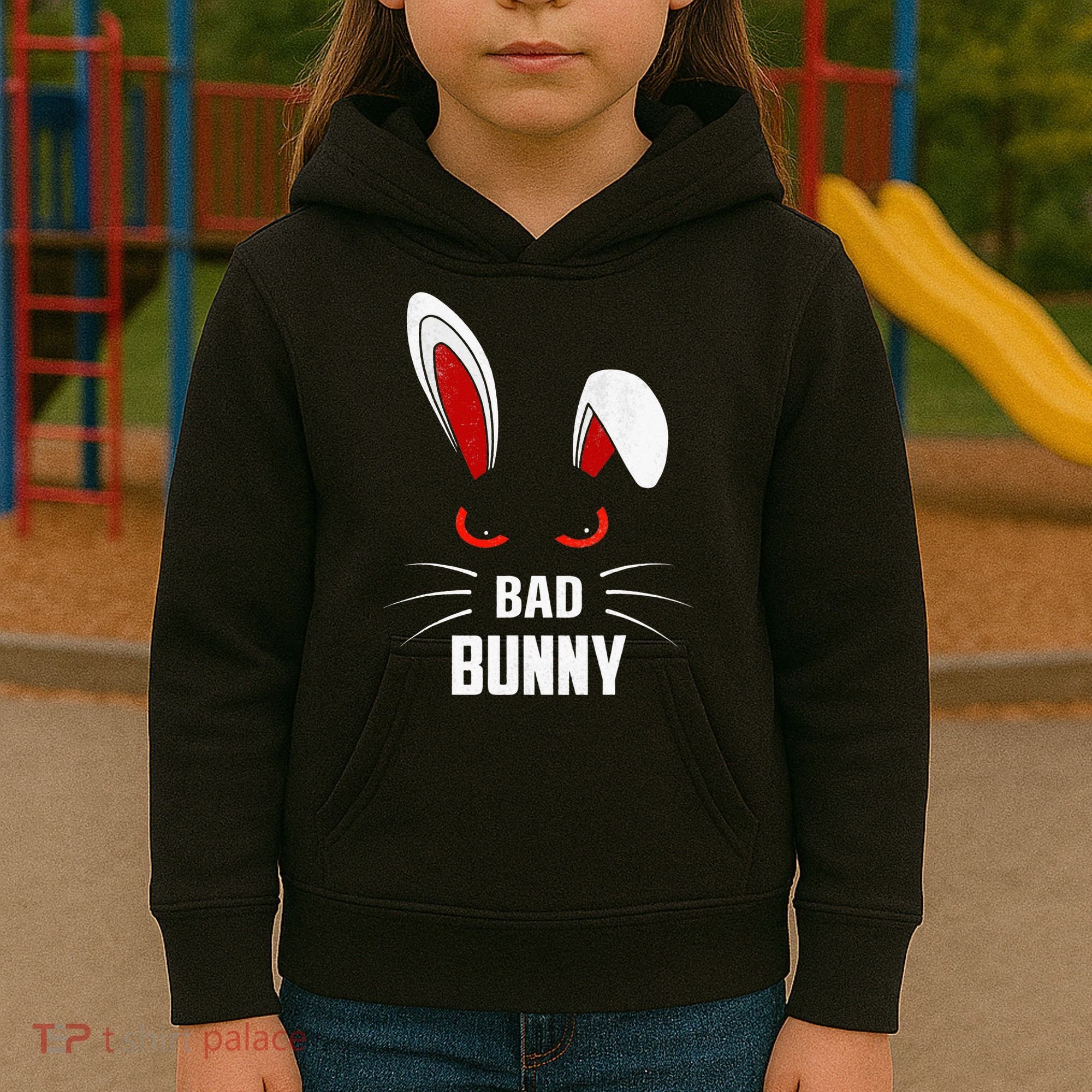 Bad Bunny Scary Rabbit Cool Animal Lover Kids Hoodie