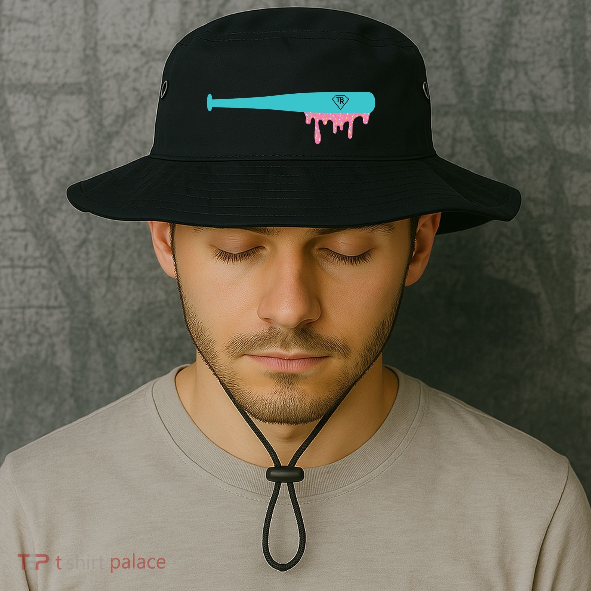 Baseball Bat Sprinkle Drip Bucket Hat