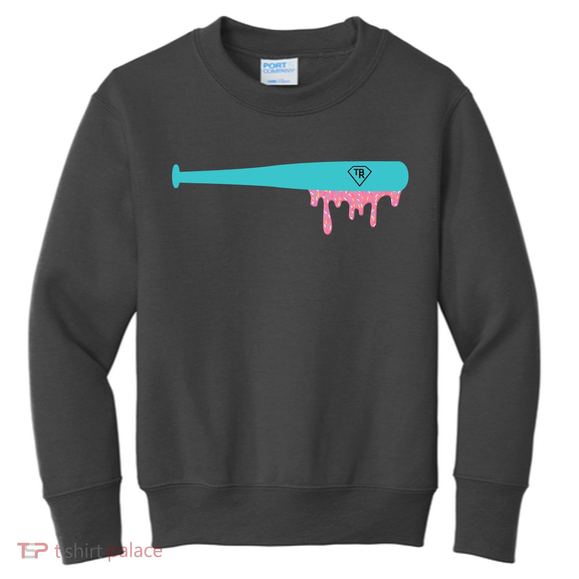 Baseball Bat Sprinkle Drip Kids Sweatshirt