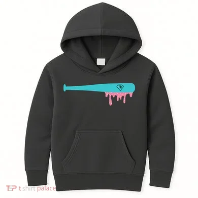 Baseball Bat Sprinkle Drip Kids Hoodie
