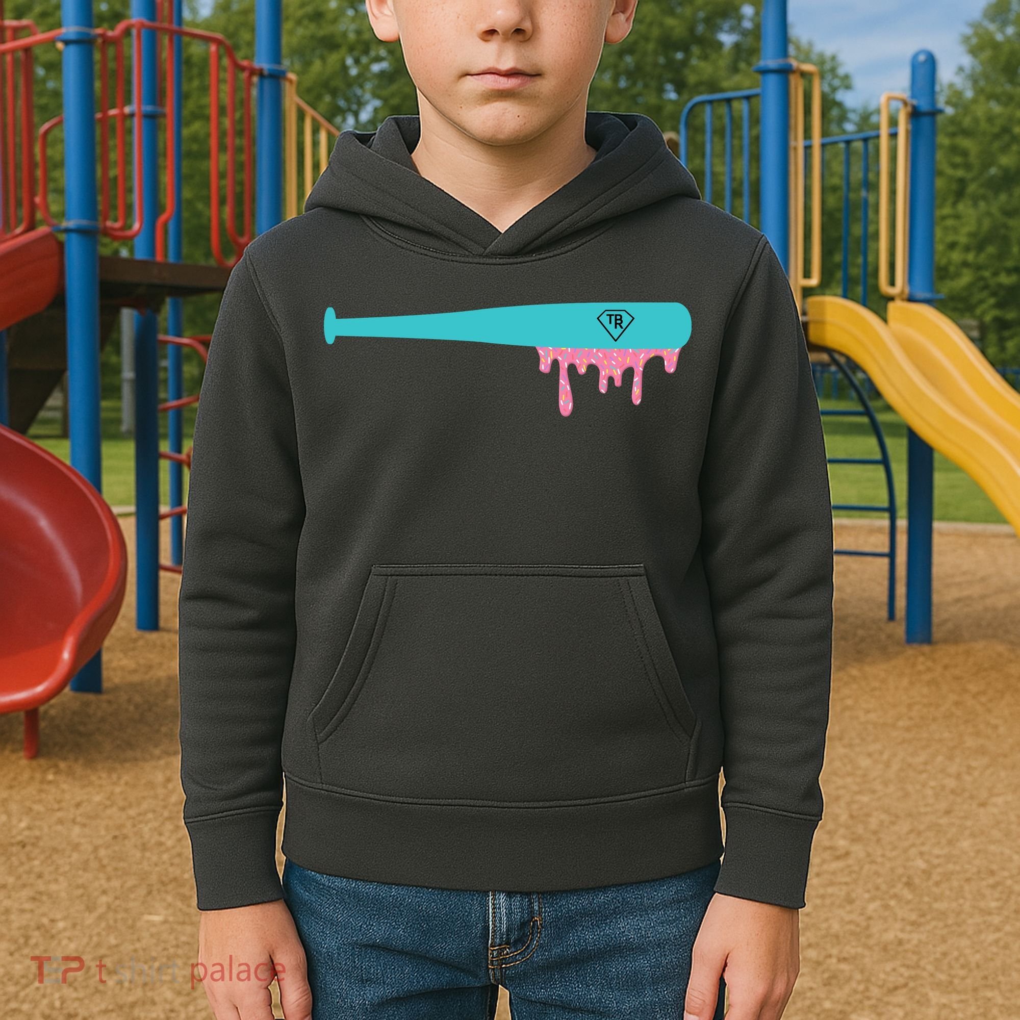 Baseball Bat Sprinkle Drip Kids Hoodie