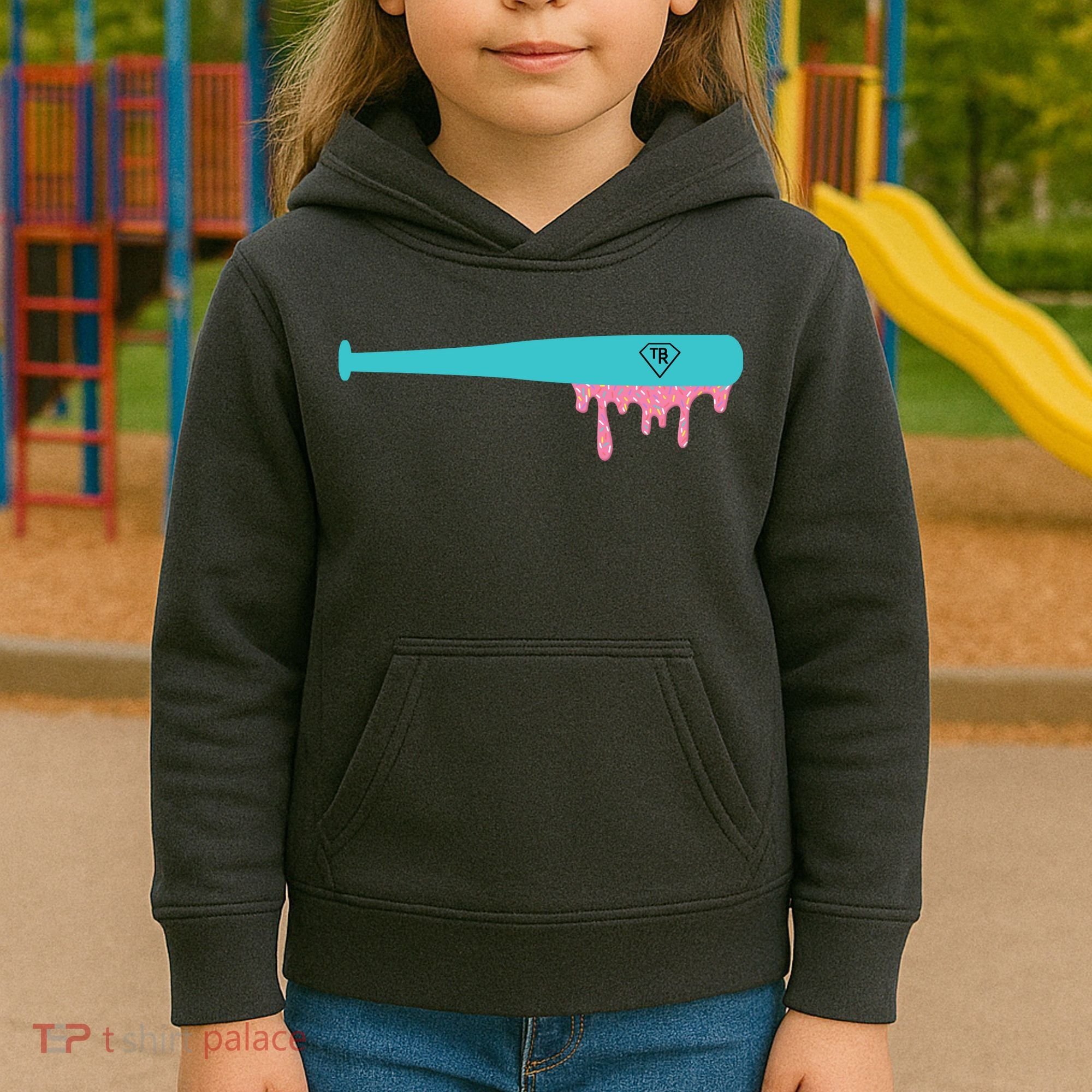 Baseball Bat Sprinkle Drip Kids Hoodie